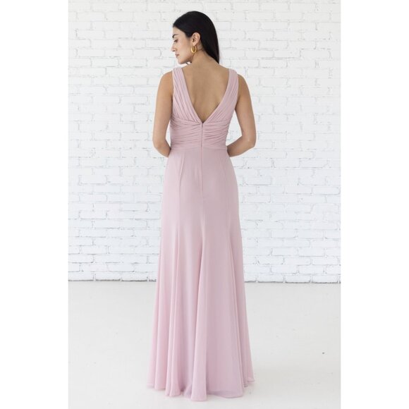 Long Pink Chiffon Bridesmaid Dress. Rose. Size M - Picture 2 of 5
